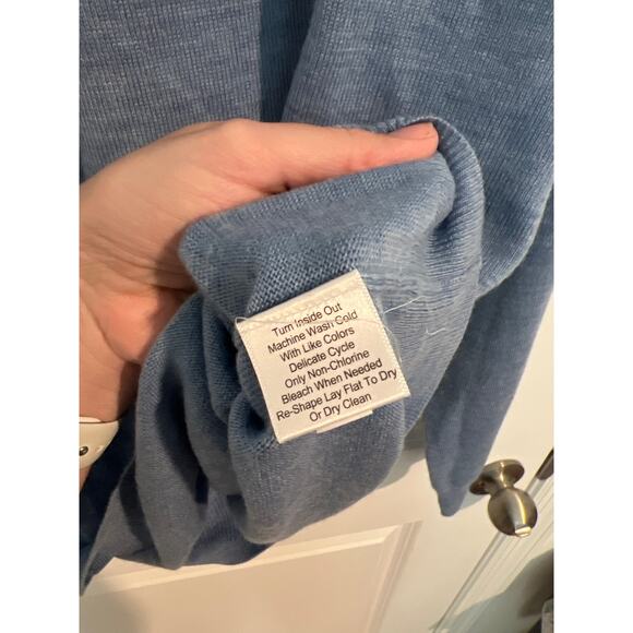 Joseph Abboud Merino Wool Long Sleeve V-Neck Knit Sweater Blue Men's Size Medium - Picture 4 of 5